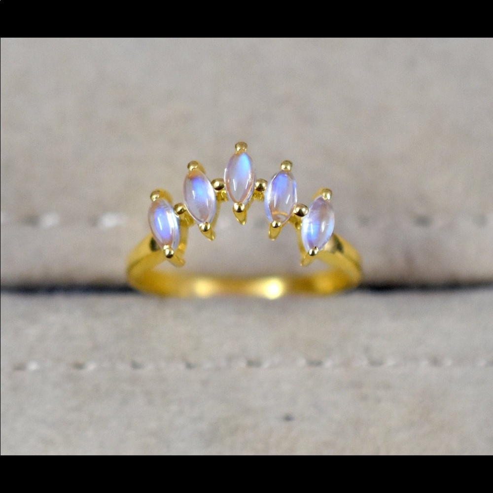 Natural Rainbow Moonstone Ring